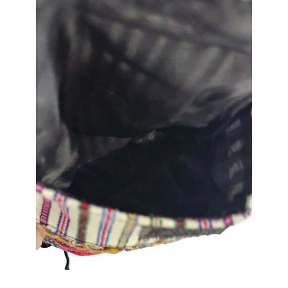 Woven Ethnic Crossbody Bag With Multicolor Stripes & Fringes - Picture 6 of 9